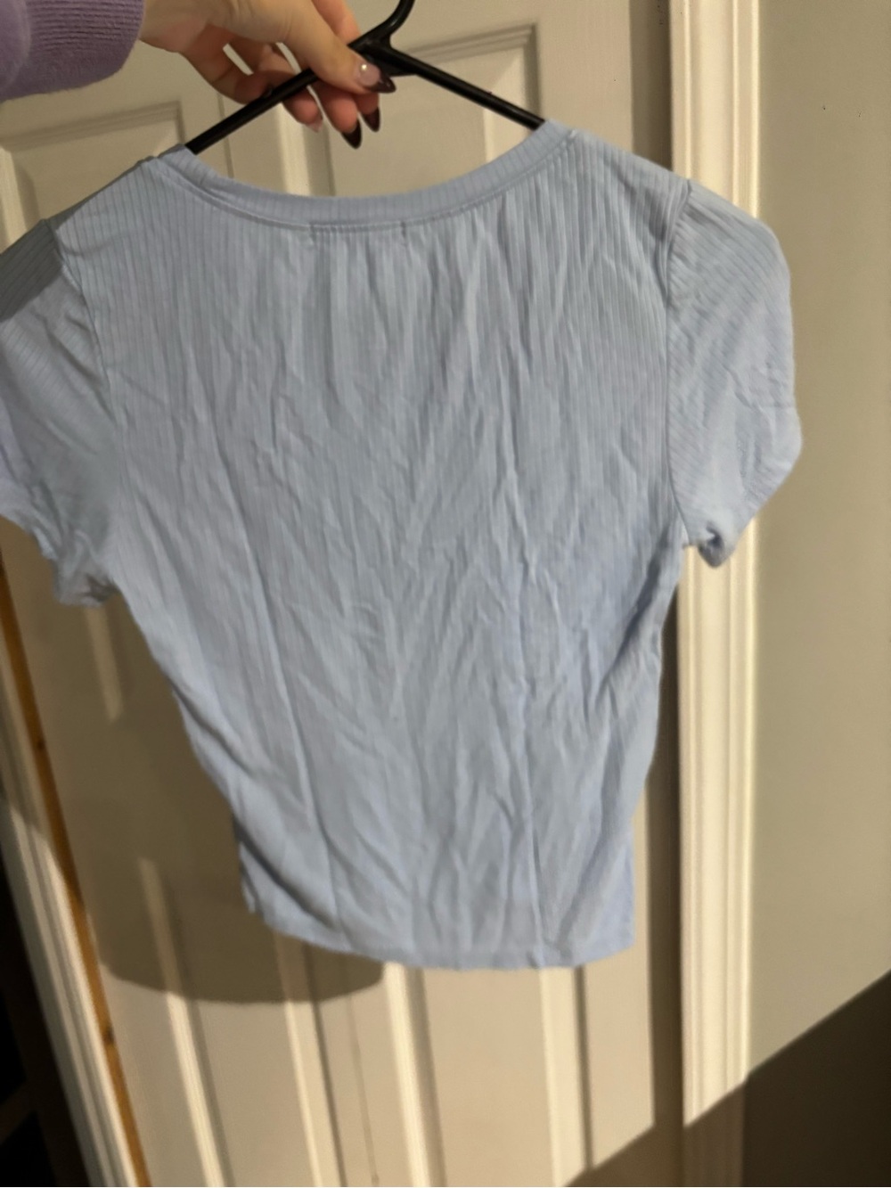Active Basic Light Blue Ribbed Short Sleeve Tee - Picture 3 of 3